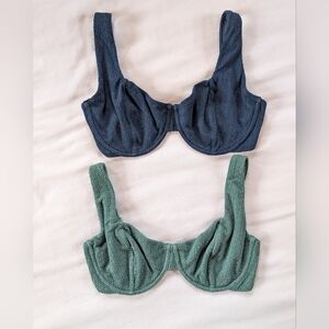 Abercrombie & Fitch Textured Bras in Navy and Sage